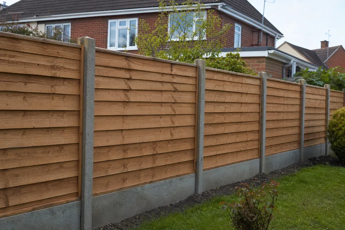 Feather edge timber fencing in a Birmingham garden
