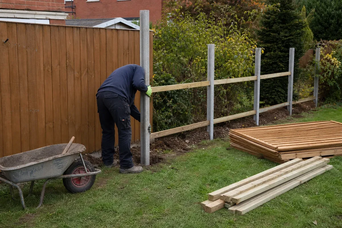 Fence installation work at a Birmingham property